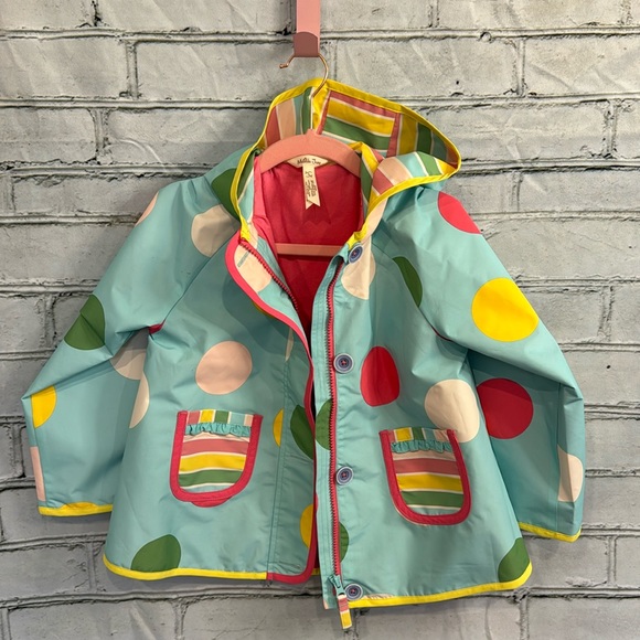 Matilda Jane Polka Dot Vinyl and Cotton Hooded Raincoat Size 6 (1of2) - Picture 1 of 6